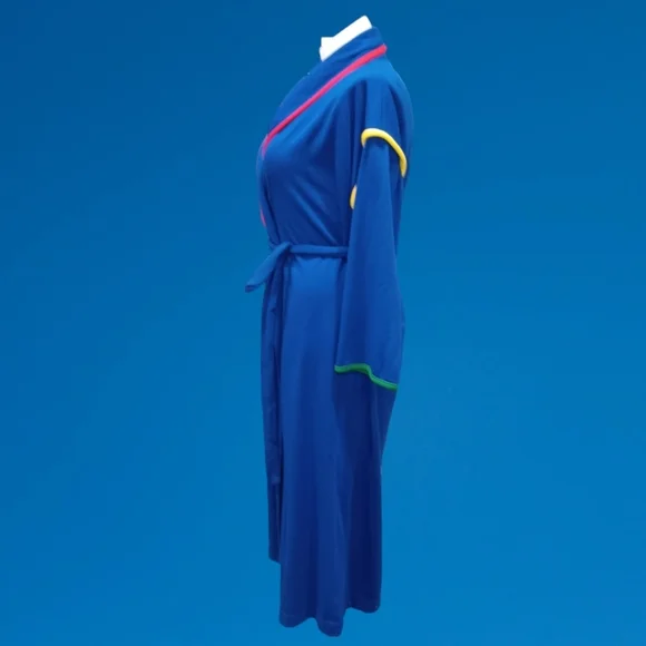 Vintage Tiffany Lounge Wear Unisex Robe Sz M ROYAL Blue Mork & Mindy 70s Style - Picture 4 of 8